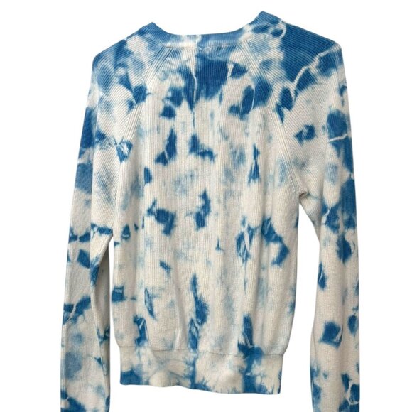 JOHN + JENN Bonita Tie Dye Pullover NWOT Blue White Crew Neck Sz XS Long Sleeves - Picture 3 of 6